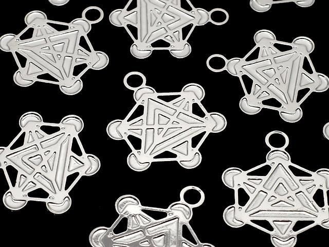 Metal parts Holy Charm [Metatron Cube] 20x23mm Silver color 1pc