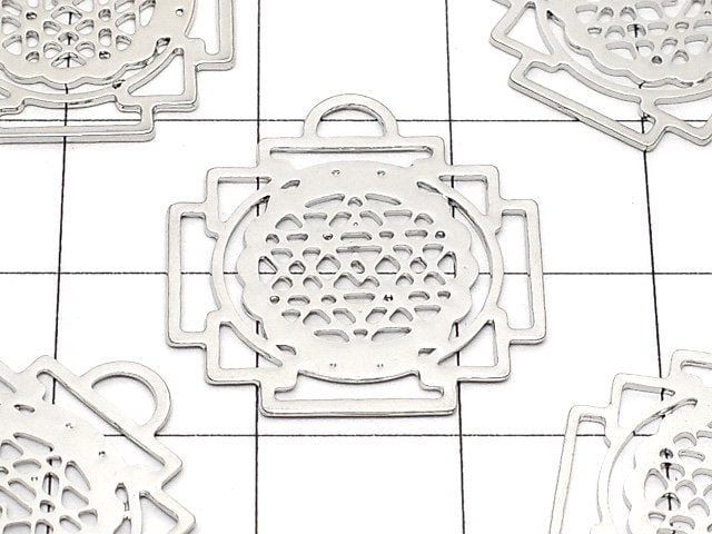 Metal parts Holy Charm [Yantra] 21x20mm Silver color 1pc