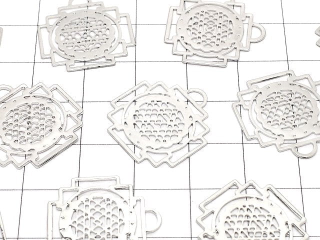 Metal parts Holy Charm [Yantra] 21x20mm Silver color 1pc