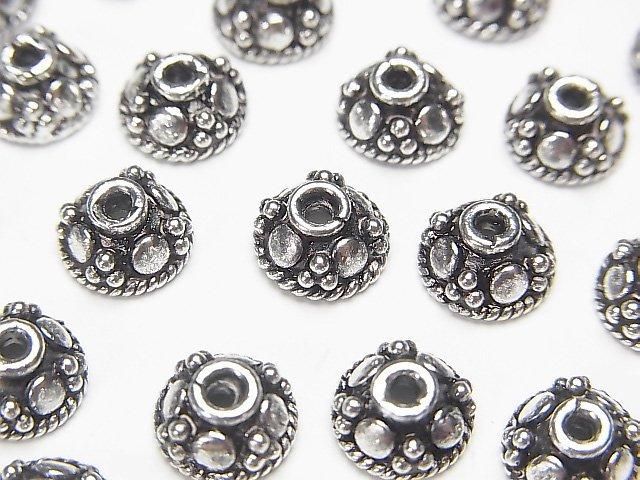 Silver 925 Bead Caps 8x8x4mm Oxidized Finish 2pcs
