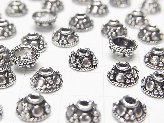 Silver925 Bead cap 8 x 8 x 4 mm Oxidized Finish 2 pcs $4.99