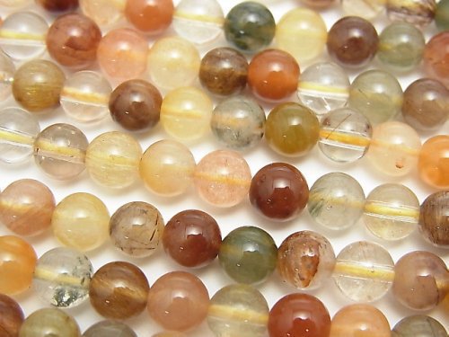 Multicolor Rutilated Quartz AA ++ Round 6 mm half or 1 strand beads (aprx.15 inch / 38 cm)