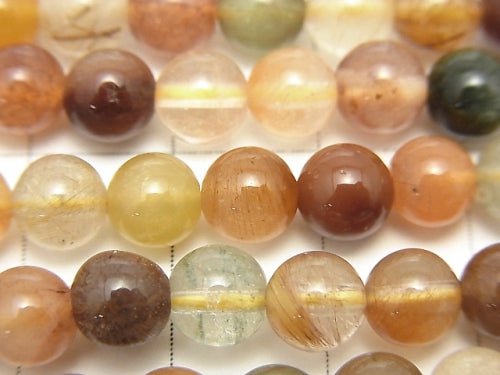 Multicolor Rutilated Quartz AA ++ Round 6 mm half or 1 strand beads (aprx.15 inch / 38 cm)