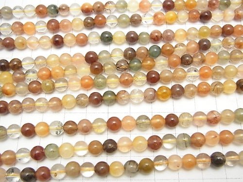 Multicolor Rutilated Quartz AA ++ Round 6 mm half or 1 strand beads (aprx.15 inch / 38 cm)