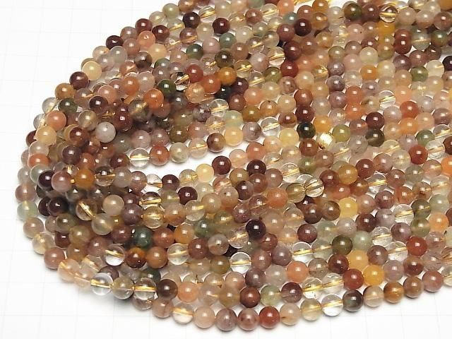 Multicolor Rutilated Quartz AA++ Round 6mm half or 1strand beads (aprx.15inch/36cm)