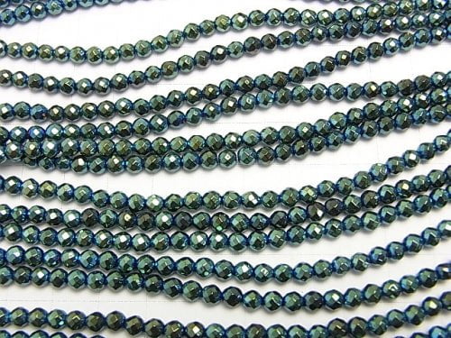 [Video] 1strand $7.79! Hematite 32 Faceted Round 4 mm metallic green 1 strand beads (aprx.15 inch / 36 cm)