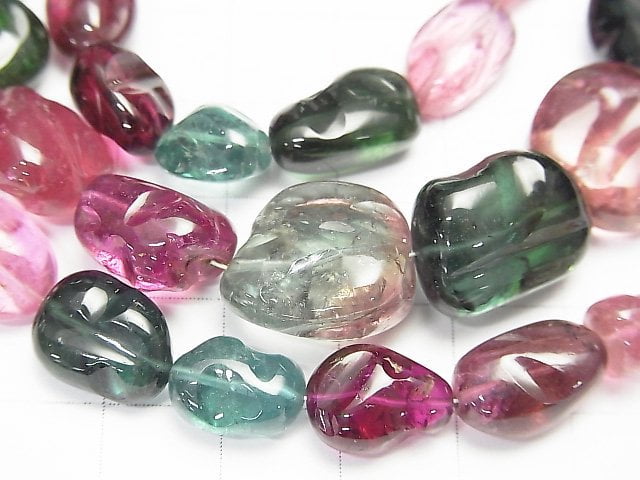 [Video] [One of a kind] Top Quality Multicolor Tourmaline AAAA Rough Nugget Necklace NO.1