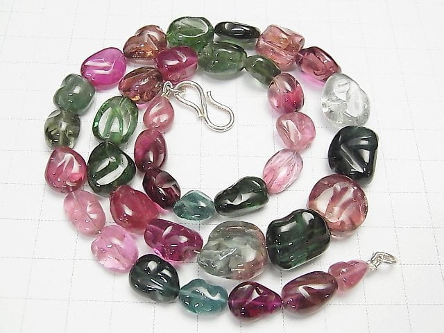 [Video] [One of a kind] Top Quality Multicolor Tourmaline AAAA Rough Nugget Necklace NO.1