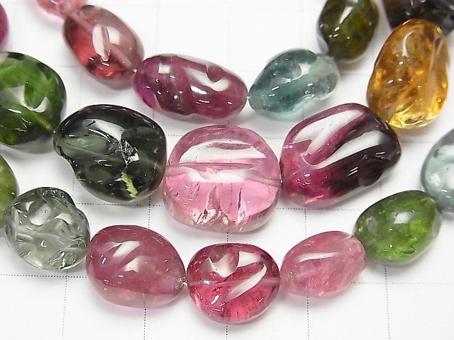 [Video] [One of a kind] Top Quality Multicolor Tourmaline AAAA Rough Nugget Necklace NO.3