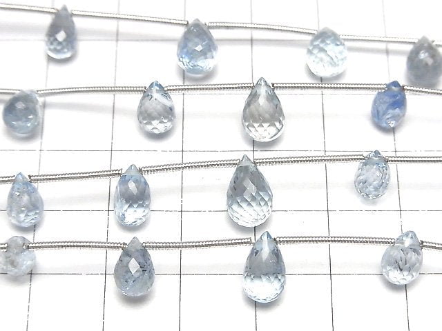 [Video] High Quality Santa Maria Aquamarine AAA- Drop Faceted Briolette 1strand (5pcs)