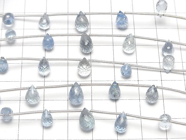 [Video] High Quality Santa Maria Aquamarine AAA- Drop Faceted Briolette 1strand (5pcs)