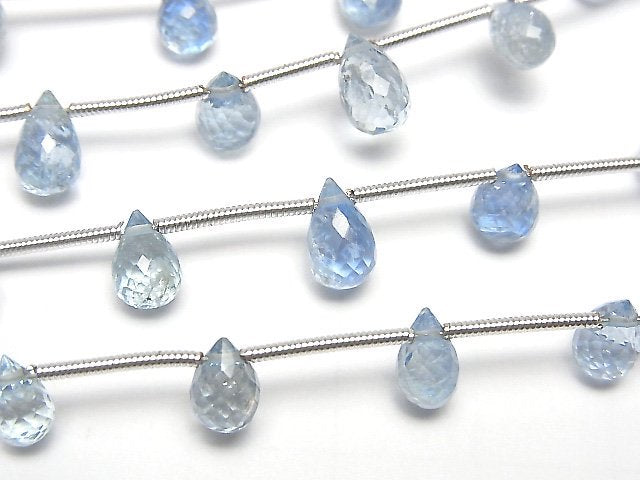 Aquamarine, Drop, Faceted Briolette Gemstone Beads