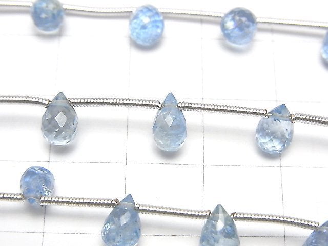 [Video] High Quality Aquamarine AAA+ Drop  Faceted Briolette  1strand beads (aprx.5inch/12cm)