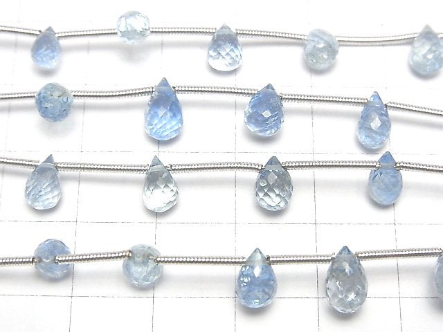 [Video] High Quality Aquamarine AAA+ Drop  Faceted Briolette  1strand beads (aprx.5inch/12cm)