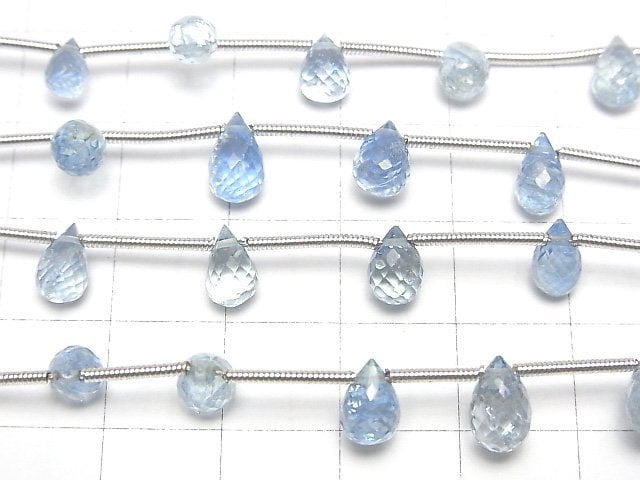 [Video] High Quality Aquamarine AAA+ Drop  Faceted Briolette  1strand beads (aprx.5inch/12cm)