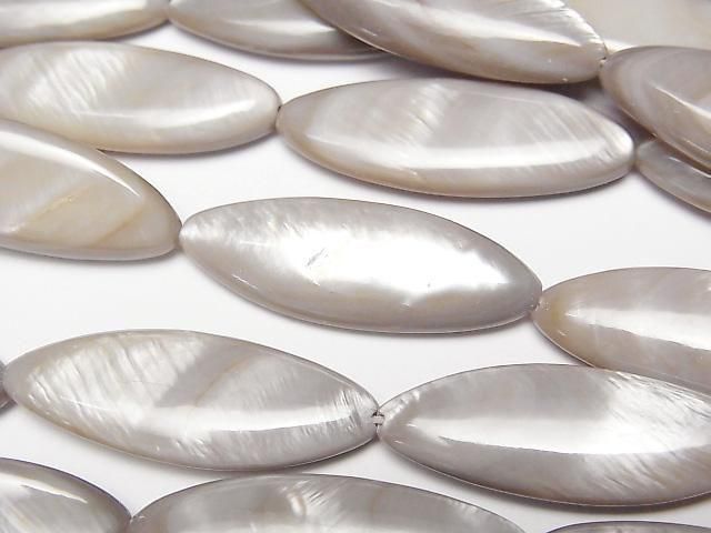 [Video] Greige color Shell Marquise 29x10x4mm 1-strand beads (approx. 13inch/33cm)