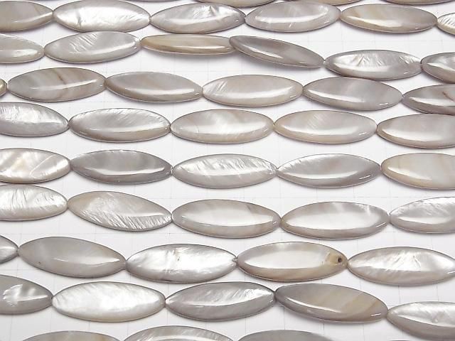 [Video] Greige color Shell Marquise 29x10x4mm 1-strand beads (approx. 13inch/33cm)