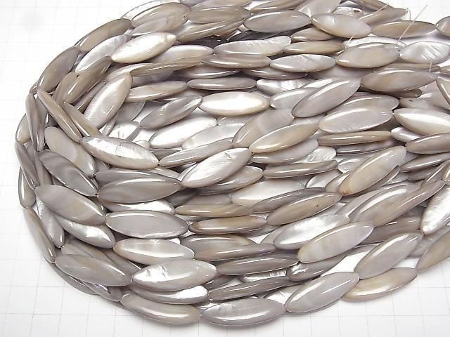 [Video] Greige color Shell Marquise 29x10x4mm 1-strand beads (approx. 13inch/33cm)