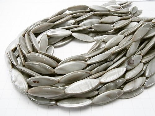 Gray color Shell Marquise 30x10x4mm 1strand beads (aprx.13inch / 33cm)