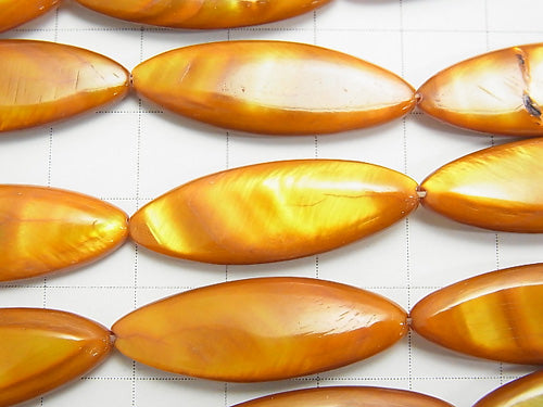 Satin Gold Color Shell Marquise 30x10x4mm 1strand beads (aprx.14inch / 34cm)