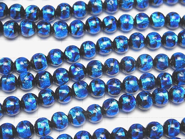 [Video] Lampwork Beads Round 8mm [Blue x Light Blue] 1/4 or 1strand beads (aprx.15inch/36cm)