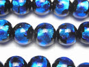 [Video] Lampwork Beads Round 12mm [Blue x Light Blue] 1/4 or 1strand beads (aprx.13inch/32cm)