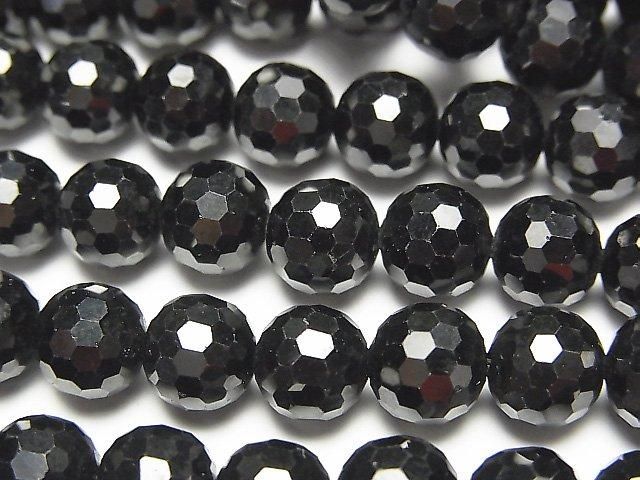 黑尖晶石 AAA 128切面圓珠 8mm 半串或一串珠子 (約15英寸/37厘米) 高品質！