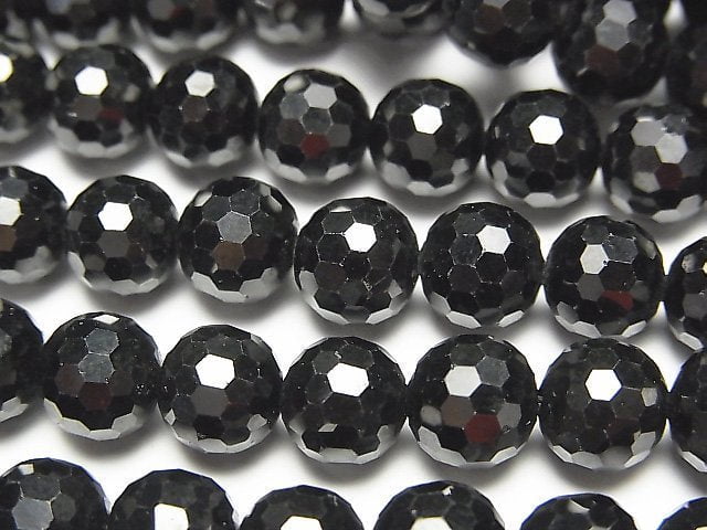 [Video] High Quality! Black Spinel AAA 128Faceted Round 8mm half or 1strand beads (aprx.15inch/37cm)