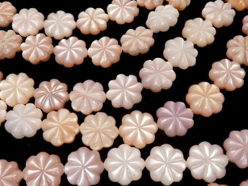 High Quality Pink Shell AAA Flower (Both Side Finish) 12 x 12 x 4 mm 1/4 or 1strand beads (aprx.15 inch / 36 cm)