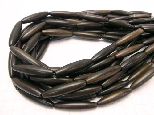 1strand $6.79! Ebony Wood  Rice 35x8x8mm 1strand beads (aprx.15inch/36cm)