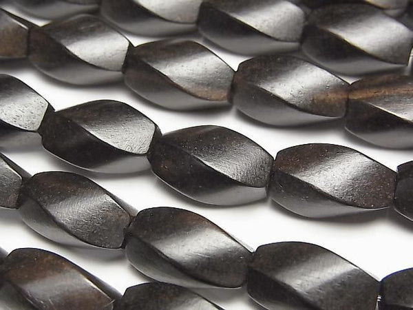 Ebony Wood  4Faceted Twist Faceted Rice 15x8x8mm 1strand beads (aprx.15inch/38cm)