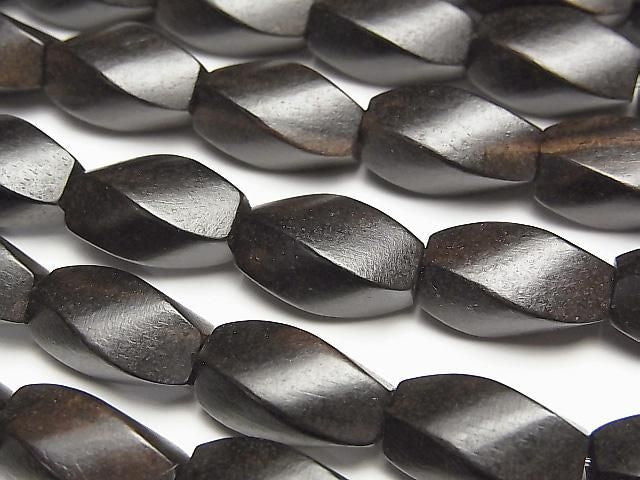 Ebony Wood  4Faceted Twist Faceted Rice 15x8x8mm 1strand beads (aprx.15inch/38cm)