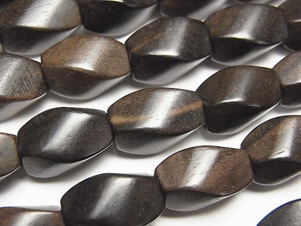 Ebony Wood  4Faceted Twist Faceted Rice 15x10x10mm 1strand beads (aprx.15inch/38cm)