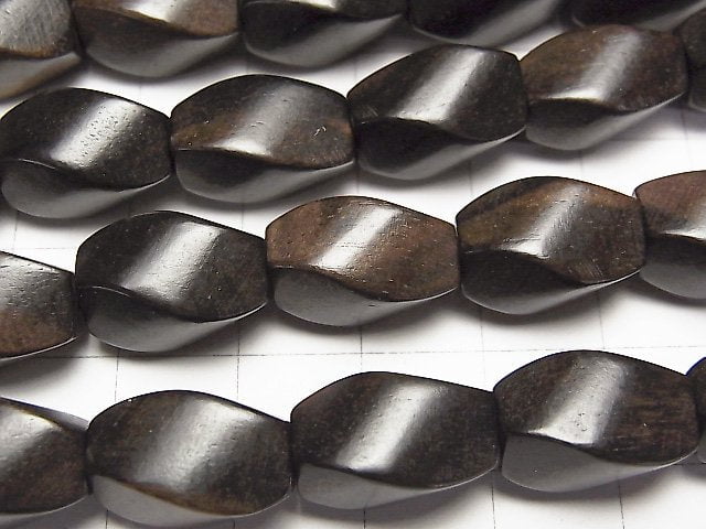 1strand $4.79! Ebony Wood  4Faceted Twist Faceted Rice 15x10x10mm 1strand beads (aprx.15inch/36cm)