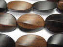 Ebony Wood  4Faceted Twist Oval 30x23x14 1strand beads (aprx.14inch/34cm)