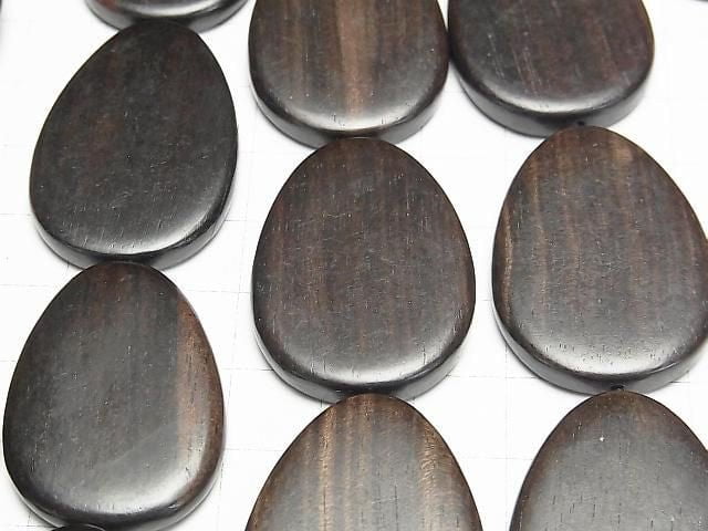 Ebony Wood  Vertical Hole Pear shape 35x25x5mm 1strand beads (aprx.15inch/37cm)