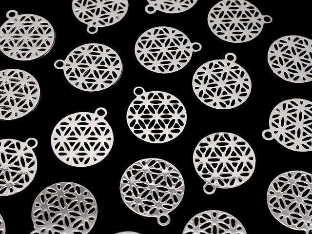 Metal parts Holy Charm [Flower of Life] 10mm Silver color 2pcs