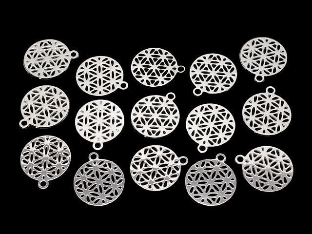 Metal parts Holy Charm [Flower of Life] 10mm Silver color 2pcs