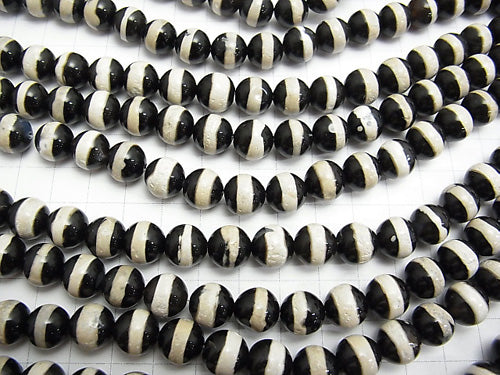 1strand $6.79! Black & White Agate Round 10mm 1strand beads (aprx.15inch / 37cm)