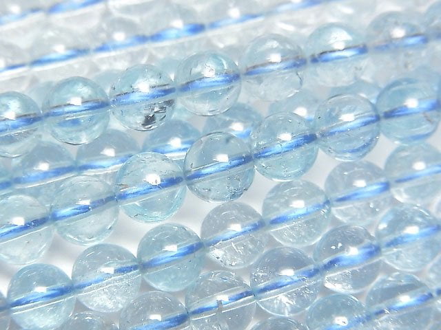 [Video] Sky Blue Topaz AAA- Round 6mm 1/4 or 1strand beads (aprx.15inch/38cm)