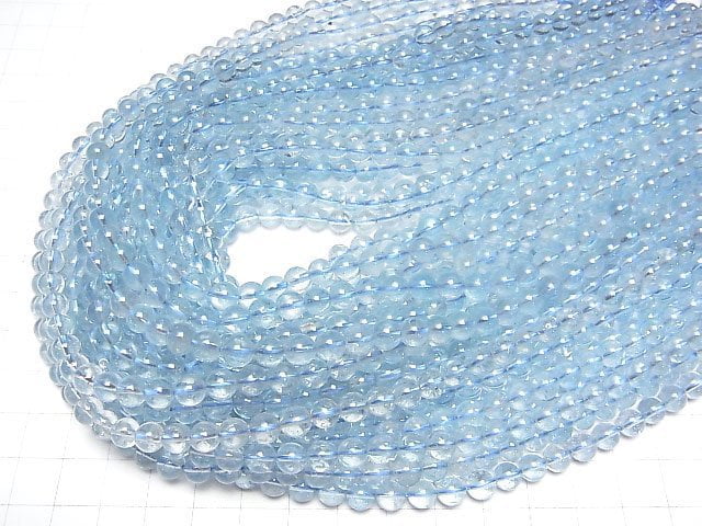 [Video] Sky Blue Topaz AAA- Round 6mm 1/4 or 1strand beads (aprx.15inch/38cm)