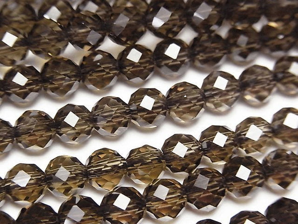 Faceted Round, Smoky Quartz Gemstone Beads