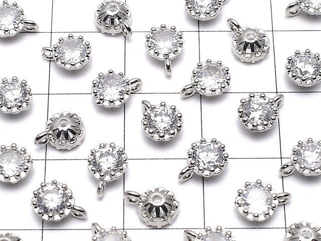 Metal Parts Charm 7x5x3mm Silver Color w / CZ 1pc