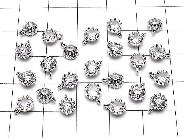 Metal Parts Charm 7x5x3mm Silver Color w / CZ 1pc