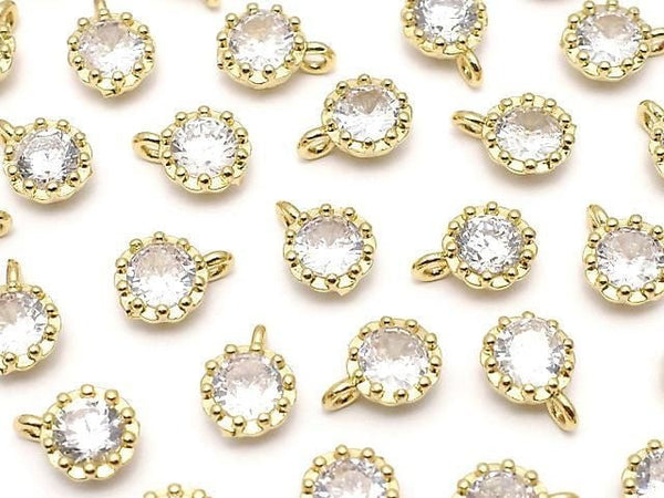 Metal Charm 7x5x3mm Gold with CZ 1pc