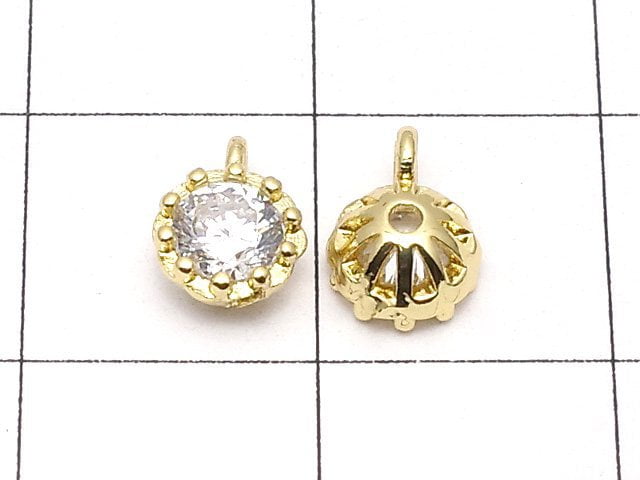 Metal Parts Charm 7x5x3mm Gold Color w / CZ 1pc