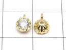 Metal Charm 7x5x3mm Gold with CZ 1pc