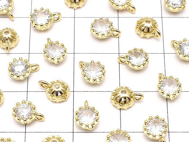 Metal Parts Charm 7x5x3mm Gold Color w / CZ 1pc