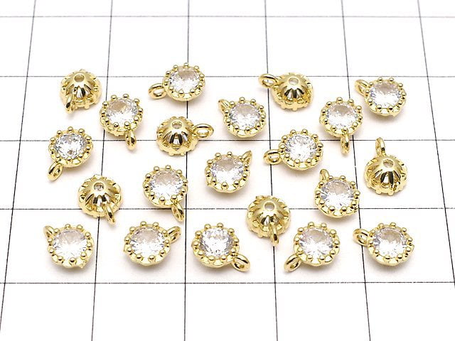 Metal Parts Charm 7x5x3mm Gold Color w / CZ 1pc