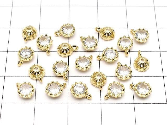 Metal Charm 7x5x3mm Gold with CZ 1pc
